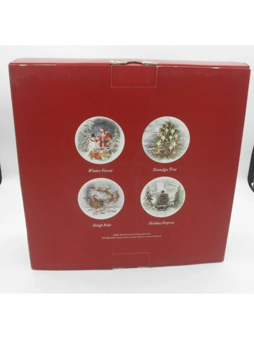 Nostalgic Santa Pottery Barn 10-1/2 Inch Dinner Plates Set of 4 Pattern PBANOS